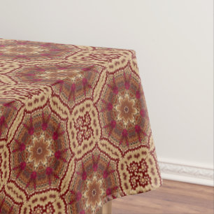 Red Gold Floral Holiday Tablecloth