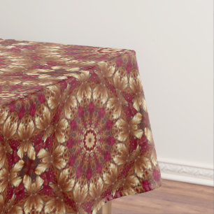 Red Gold Floral Holiday Tablecloth