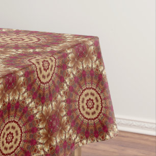 Red Gold Floral Holiday Tablecloth