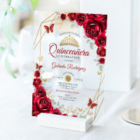 Red Gold Floral Quinceanera