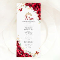 Red Gold Floral Quinceanera