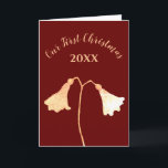 Red Gold Flower Romantic Christmas Card<br><div class="desc">This romantic first Christmas holiday card features a red and gold flower design with calligraphy script and a personalized message inside. The flower is a twin flower, which always grows with two blossoms on one stem, inseparable. Add your information on the panel to the right and visit our store for...</div>
