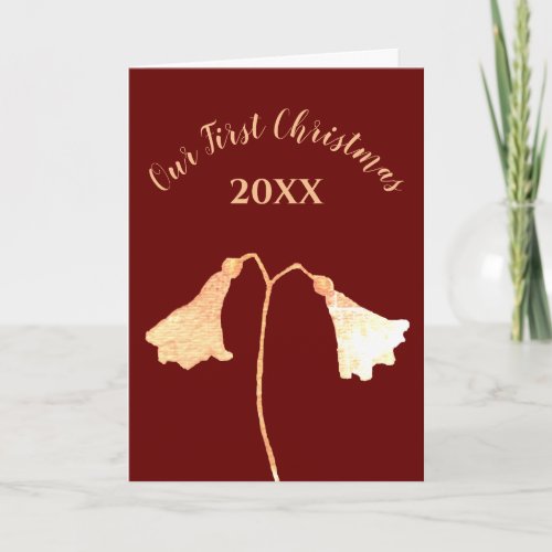 Red Gold Flower Romantic Christmas Card