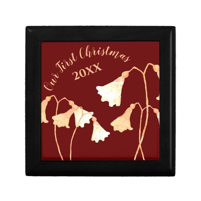 Red Gold Flower Romantic First Christmas Gift Box (Front)