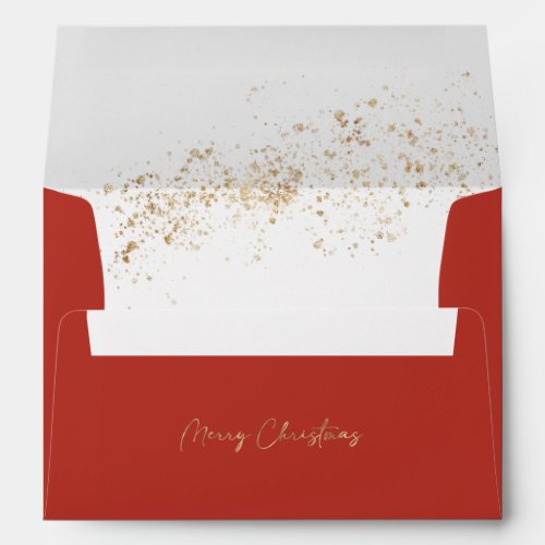 Red Gold Foil Merry Christmas  Envelope