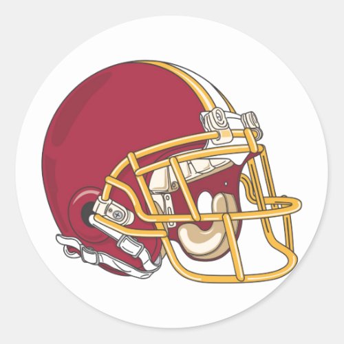 Red  Gold Football Helmet Classic Round Sticker