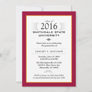 Red & Gold Formal Graduation Party Invite