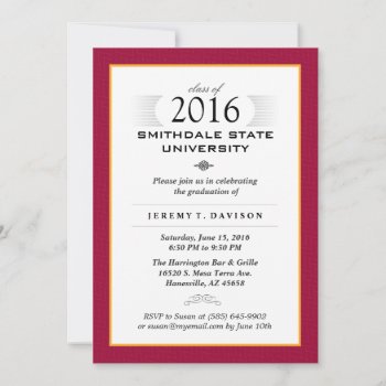 Red & Gold Formal Graduation Party Invite by juliea2010 at Zazzle