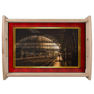 Red & Gold Framed Morning Station Serving Tray