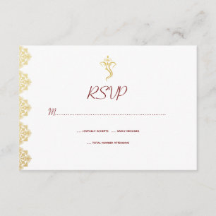 Red & Gold Ganesha and Mehndi Indian RSVP