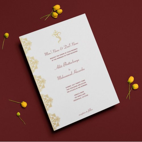 Red  Gold Ganesha and Mehndi Indian Wedding Invitation