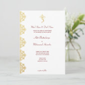 Red & Gold Ganesha and Mehndi Indian Wedding Invitation (Standing Front)
