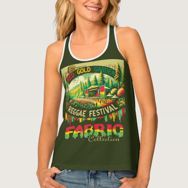 Red Gold Garden Reggae Festival Racerback Tank Top (Front)