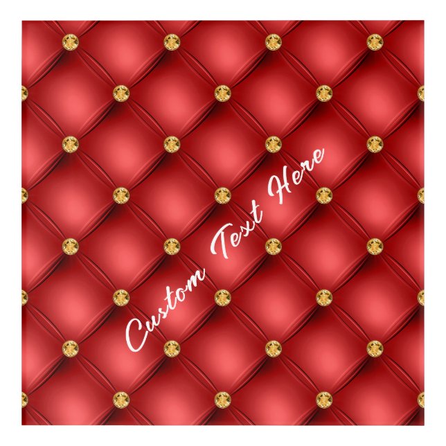 Red Gold Gemstone Acrylic Print with Custom Text (Front)