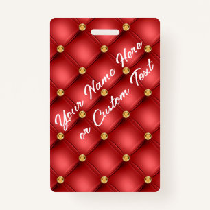 Red Gold Gemstone Custom Text Name Badge Template