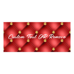 Red Gold Gemstone Tufted Custom Text Rack Card