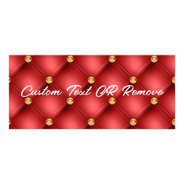 Red Gold Gemstone Tufted Custom Text Rack Card (Front)
