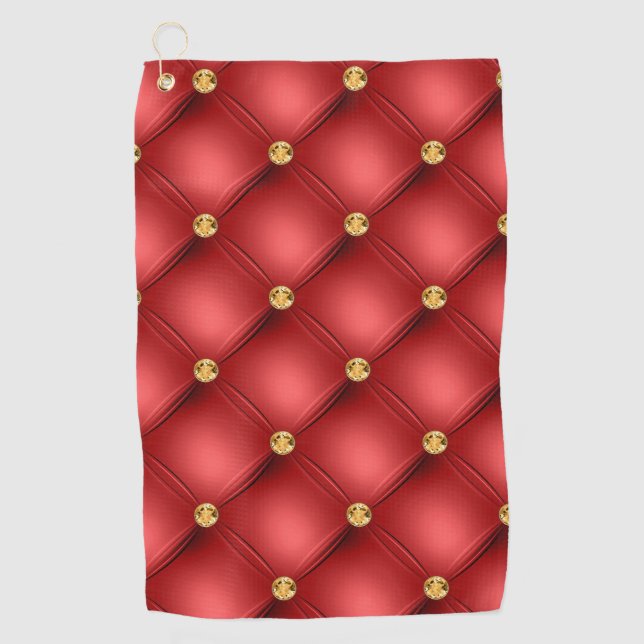 Red Gold gemstone Tufted Golf Towel (Front)