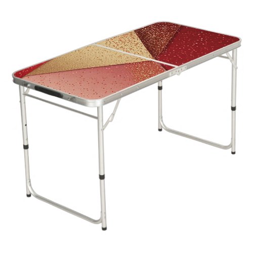❤️ Red Gold Geometric Glitter Texture ✨ Beer Pong Table