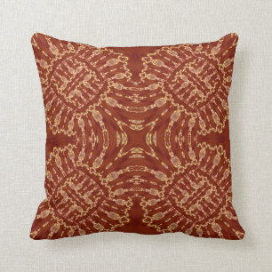 Red Gold Geometric Throw Pillow
