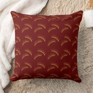 Red Gold Glam Eyelashes Throw Pillow