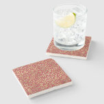Red Gold Glam Leopard Print Stone Coaster