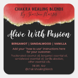 Red Gold Glitter Agate Passion Blend Labels