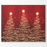 Gold Glitter Christmas Trees Flat Wrap