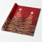 Red & Gold Glitter Christmas Trees Holiday