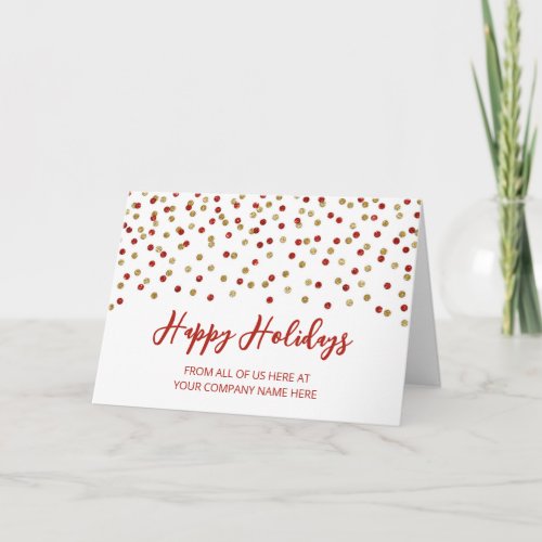 Red Gold Glitter Confetti Corporate Christmas Holiday Card