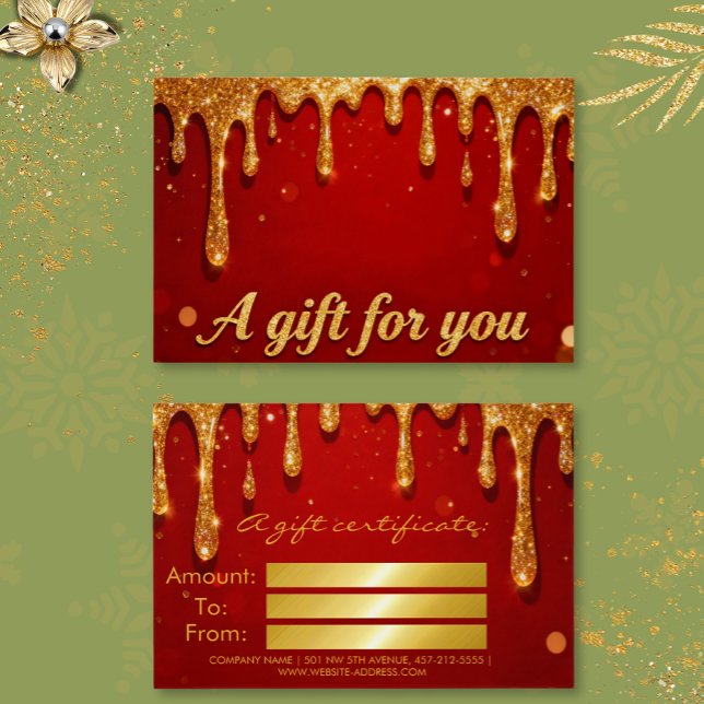 Red & Gold Glitter Drip Gift Card (Creator Uploaded)