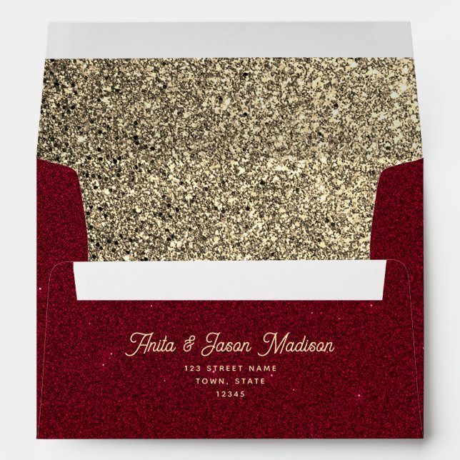 Red Gold Glitter Envelope (Back (Bottom))