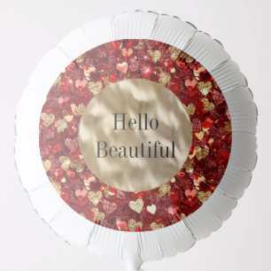 Red Gold Glitter Hearts Balloon