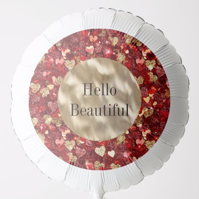 Red Gold Glitter Hearts Balloon (Front)