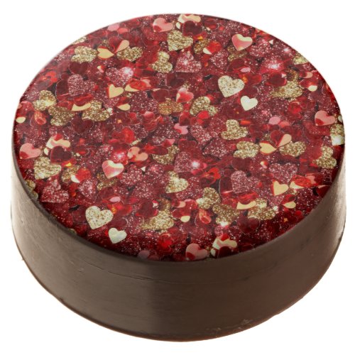 Red Gold Glitter Hearts Chocolate Covered Oreo