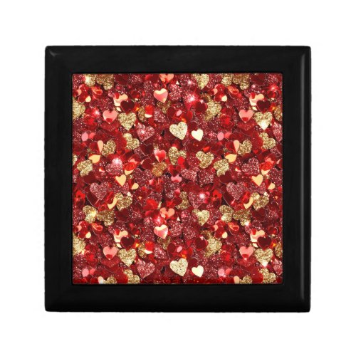 Red Gold Glitter Hearts Gift Box