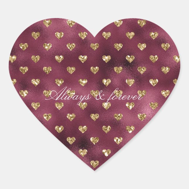 Red Gold Glitter Hearts Heart Sticker (Front)