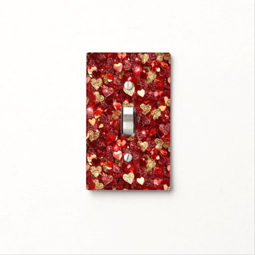 Red Gold Glitter Hearts Light Switch Cover