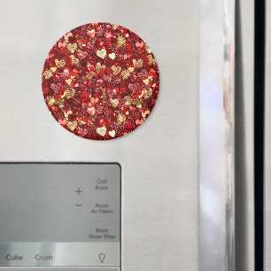 Red Gold Glitter Hearts Magnet