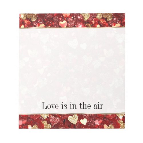 Red Gold Glitter Hearts Notepad