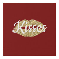 Red Gold Glitter Lips Flirty Kiss