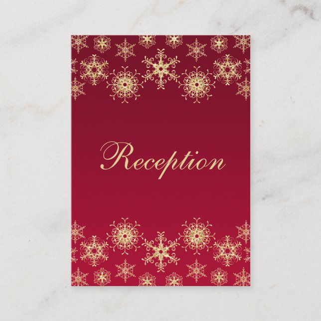 Red, Gold Glitter LOOK Snowflakes Enclosure Card (Front)
