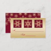 Red, Gold Glitter LOOK Snowflakes Placecards (Front/Back)