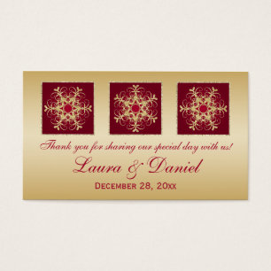 Red Gold Glitter LOOK Snowflakes Wedding Favor Tag