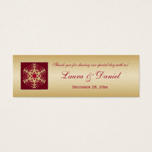Red Gold Glitter LOOK Snowflakes Wedding Favor Tag