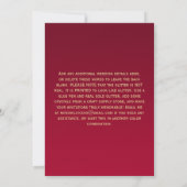 Red, Gold Glitter LOOK Snowflakes Wedding Invite (Back)