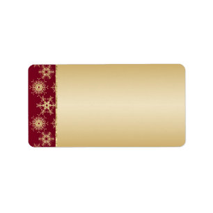 Red, Gold Glitter Snowflakes Address Label - Blank