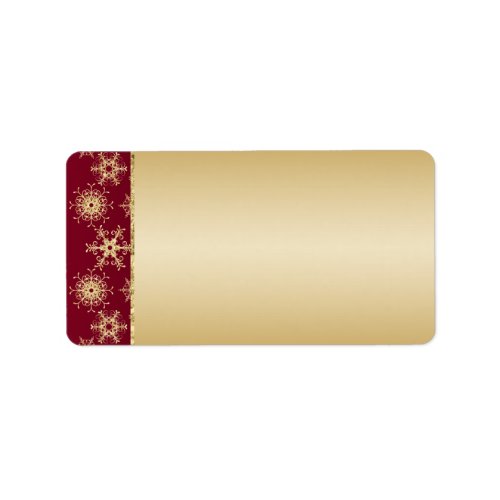 Red Gold Glitter Snowflakes Address Label _ Blank