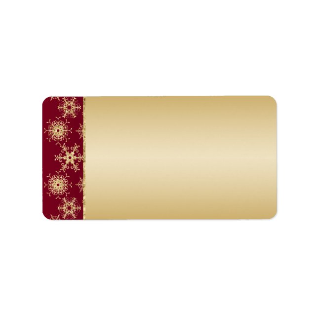Red, Gold Glitter Snowflakes Address Label - Blank (Front)