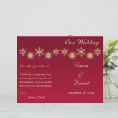 Red, Gold Glitter Snowflakes Wedding Program (Standing Front)